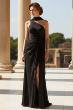 One Shoulder Sleeveless Ruffles Mermaid Floor-Length Evening Dress