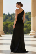 One Shoulder Sleeveless Ruffles Mermaid Floor-Length Evening Dress