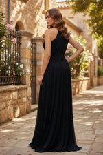 Hlaf Sleeveless Applique A-Line Floor-Length Evening Dress