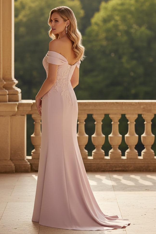 Pink Sleeveless Bow Applique Mermaid Floor-Length Evening Dress