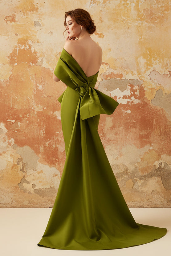 Evening Dress Taffeta One-Shoulder Sleeveless Ankle-Length Mother Of The Bride Dress With Back Bow