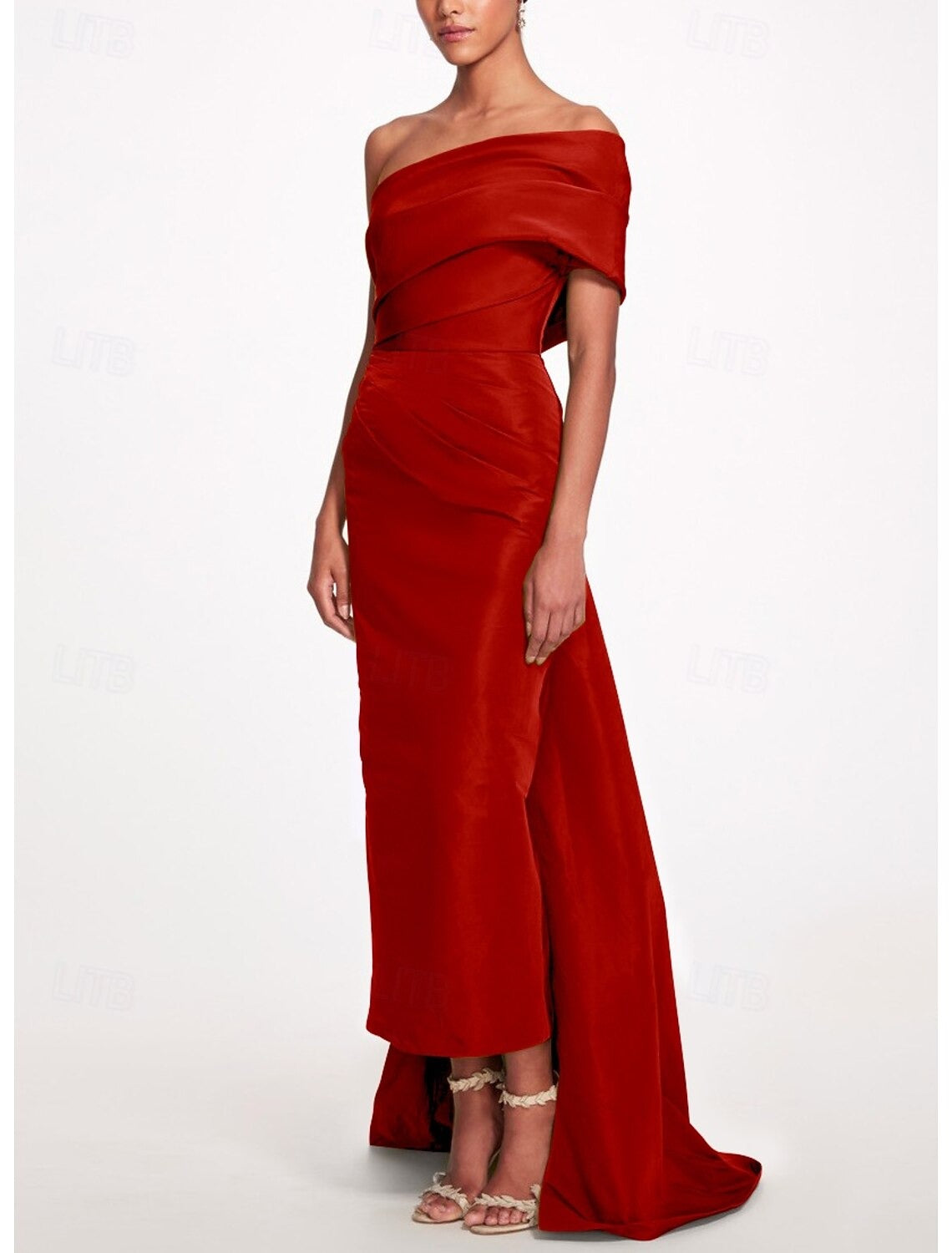 Evening Dress Taffeta One-Shoulder Sleeveless Ankle-Length Mother Of The Bride Dress With Back Bow