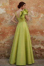 Elegant Evening Dresses Satin One Shoulder Floor-Length Formal Dress With Shoulder Oversized Ruffled Edges