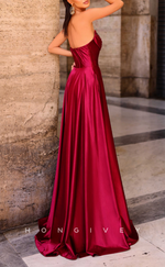 L2942 - A-Line Bateau Strapless Beaded Party Prom Evening Dress