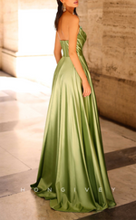 L2942 - A-Line Bateau Strapless Beaded Party Prom Evening Dress