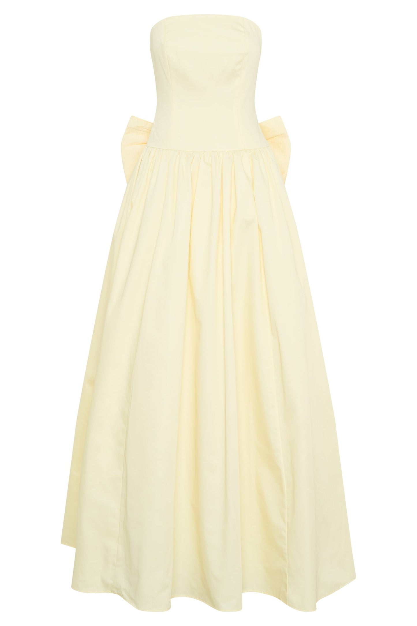 Yellow Strapless A-Line Maxi Dress with Bow