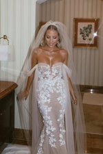 Off Shouder Mermaid Tulle Lace Sweetheart Boho Wedding Dress