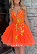 Lilac Sparkly Regular Straps Low Back Tulle A-Line Short Homecoming Dress