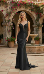Open-Back Long Tight Prom Dress: PromGirl 250041