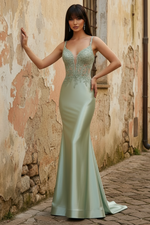 Open-Back Long Tight Prom Dress