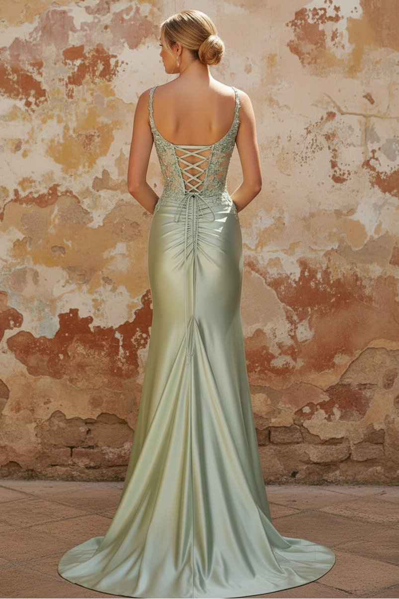 Open-Back Long Tight Prom Dress