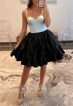 A-Line Regular Straps Ruched Sweetheart Empire Short Homecoming Dresses