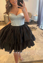 A-Line Regular Straps Ruched Sweetheart Empire Short Homecoming Dresses