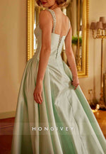 Princess Floor-Length Satin Regular Straps Sleeveless Crisscross Back Evening Gowns