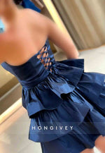 Sweetheart A-Line Strapless Crisscross Back Ruched Short Homecoming Dresses