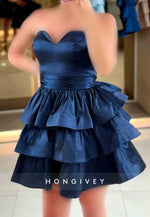 Sweetheart A-Line Strapless Crisscross Back Ruched Short Homecoming Dresses