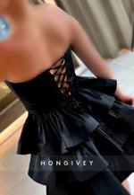 Sweetheart A-Line Strapless Crisscross Back Ruched Short Homecoming Dresses