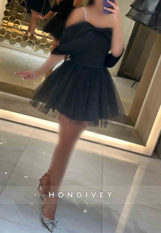 Organza Off-Shoulder Pleated Princess Short Homecoming Dresses
