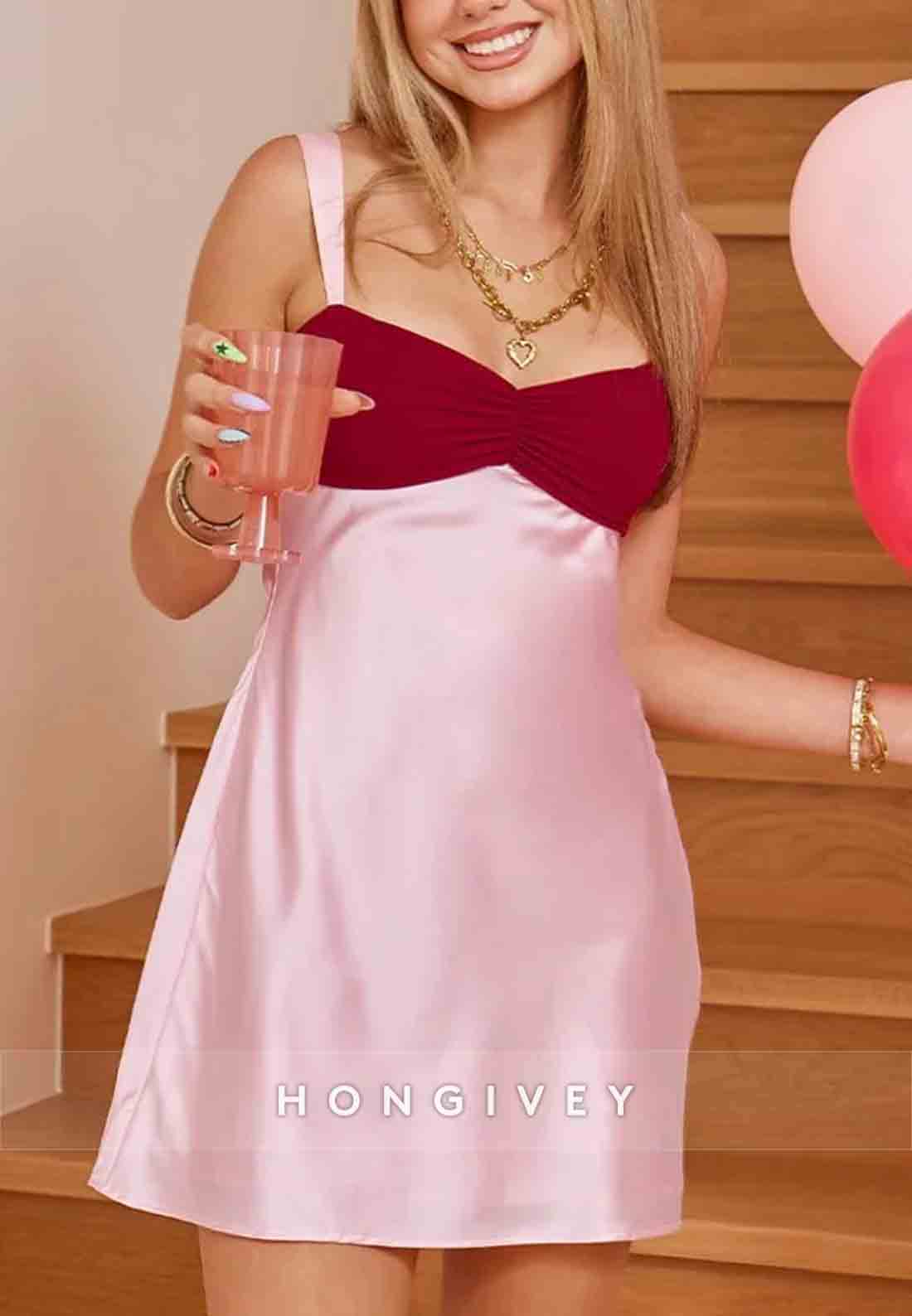 Pretty A Line Sweetheart Pink Short Homecoming Dress with Ruffles