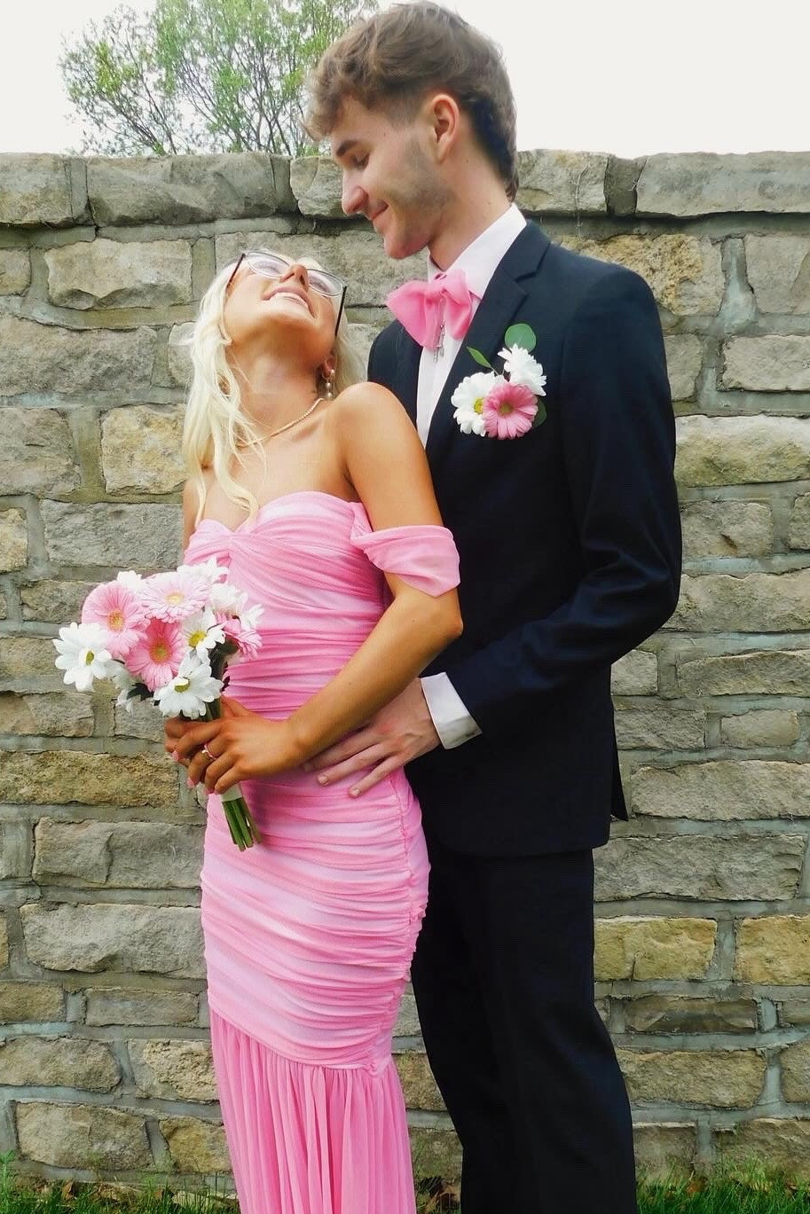 Pretty Mermaid Off the Shoulder Pink Long Prom Dress with Ruched