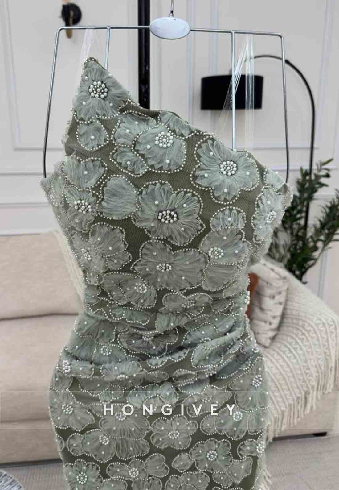 Embroidery Flowers Floor-Length Strapless Tie Back Evening Gowns