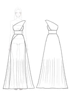 Prom Formal Pleated Dress Rose Color One Shoulder Floor-Length Dress