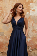 Blue Sequin A-Line Sparkle Mother of the Bride Evening Dress