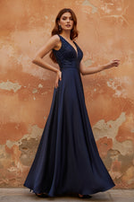 Blue Sequin A-Line Sparkle Mother of the Bride Evening Dress
