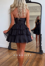 Halter Sleeveless A-Line Keyhole Neck Ruched Short Empire Homecoming Dresses