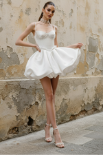 HONGIVEY Short Sleeveless Wedding Dress Sweetheart Straps A-Line Bridal Dresses