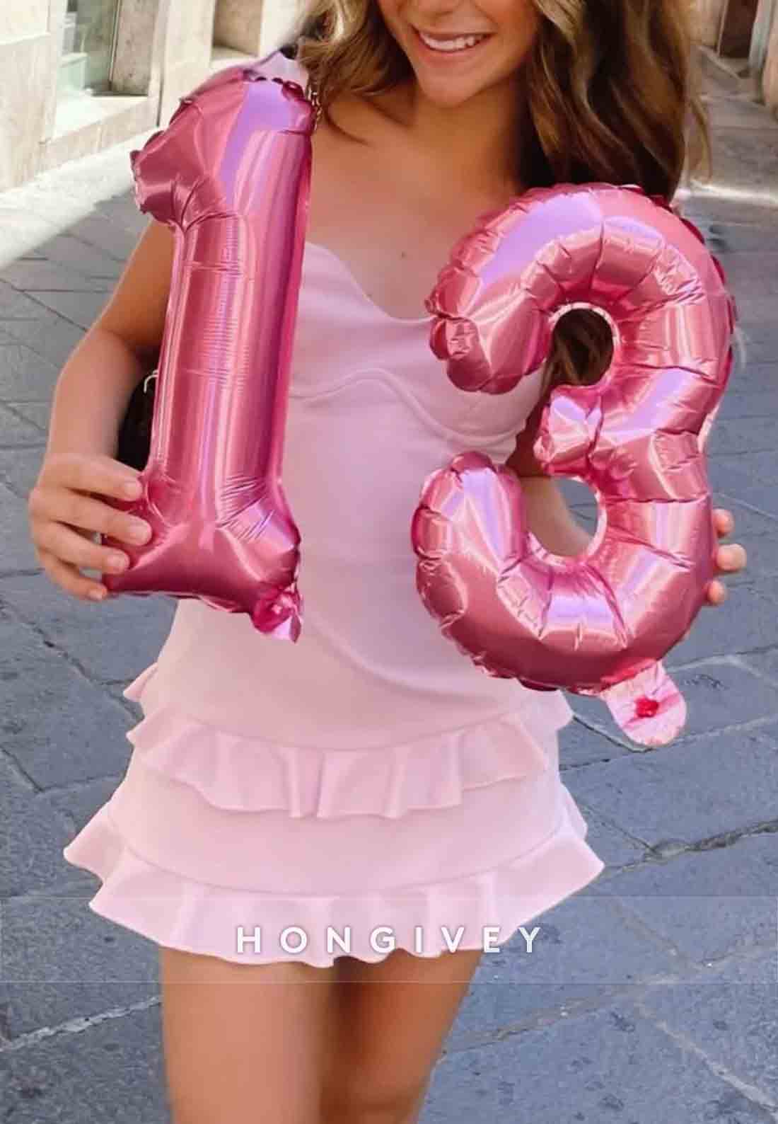 Red Satin Ruffle Mini Sweetheart Homecoming Dress with Crisscross Back