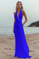 White A Line Deep V-Neck Long Engagement Dress with 3D Flower