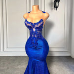 Royal Blue Long Prom Dresses 2026 Luxury Beaded Embroidery Sexy Mermaid Style Black Girl Prom Gala Party Gowns