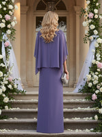 Scoop Neck Floor-Length Mother of the Bride Dresses with Cape