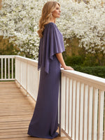 Scoop Neck Floor-Length Mother of the Bride Dresses with Cape