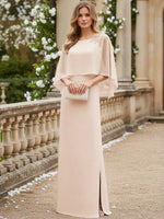 Scoop Neck Floor-Length Mother of the Bride Dresses with Cape