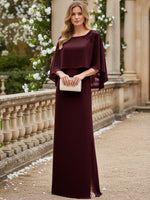 Scoop Neck Floor-Length Mother of the Bride Dresses with Cape