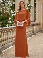 Scoop Neck Floor-Length Mother of the Bride Dresses with Cape