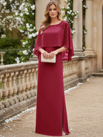 Scoop Neck Floor-Length Mother of the Bride Dresses with Cape