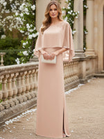 Scoop Neck Floor-Length Mother of the Bride Dresses with Cape