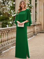 Scoop Neck Floor-Length Mother of the Bride Dresses with Cape