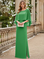 Scoop Neck Floor-Length Mother of the Bride Dresses with Cape