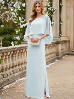 Scoop Neck Floor-Length Mother of the Bride Dresses with Cape