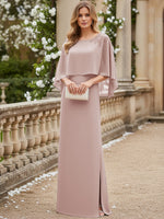 Scoop Neck Floor-Length Mother of the Bride Dresses with Cape