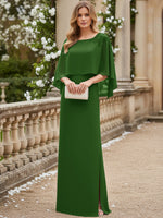 Scoop Neck Floor-Length Mother of the Bride Dresses with Cape