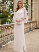Scoop Neck Floor-Length Mother of the Bride Dresses with Cape