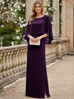 Scoop Neck Floor-Length Mother of the Bride Dresses with Cape