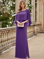 Scoop Neck Floor-Length Mother of the Bride Dresses with Cape