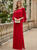 Scoop Neck Floor-Length Mother of the Bride Dresses with Cape