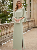 Scoop Neck Floor-Length Mother of the Bride Dresses with Cape